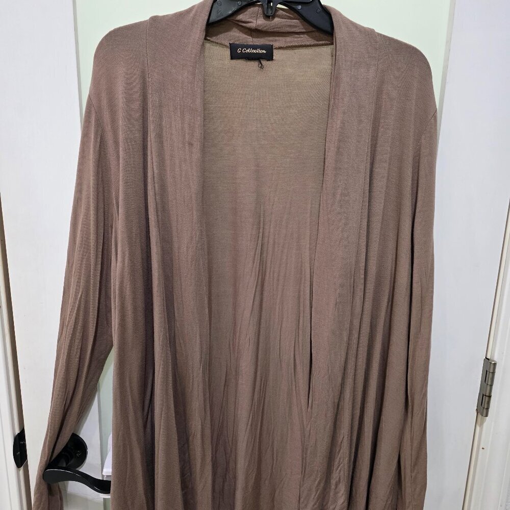 G Collection Tan Open Front‎ Cardigan 2X – Soft Lightweight Layering Sweater